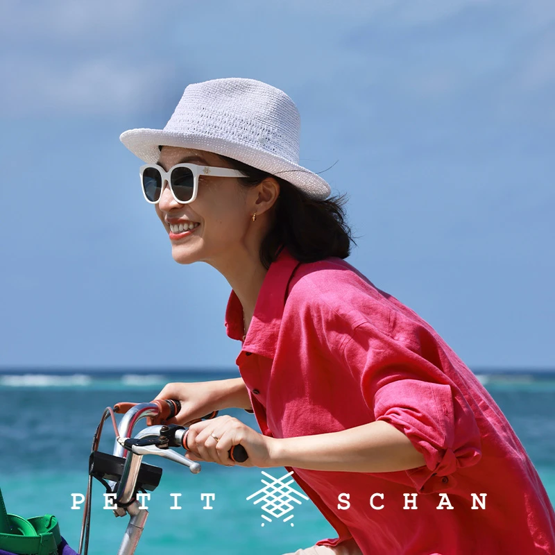 Petit Schan小闪 爱乐之城 手工编织纸草镂空度假感草帽小礼帽