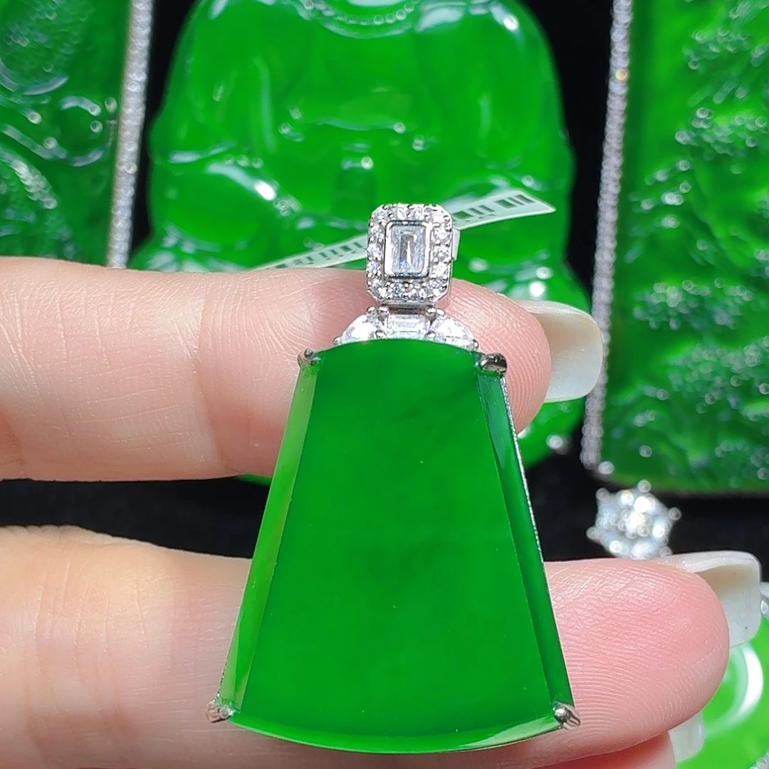 翡翠银S925镶嵌颈饰天然A货翡翠