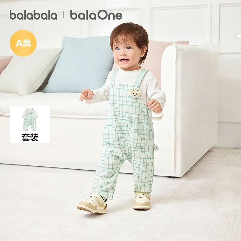 【balaOne】巴拉巴拉童装宝宝套装2025新款春装背带裤两件套时尚