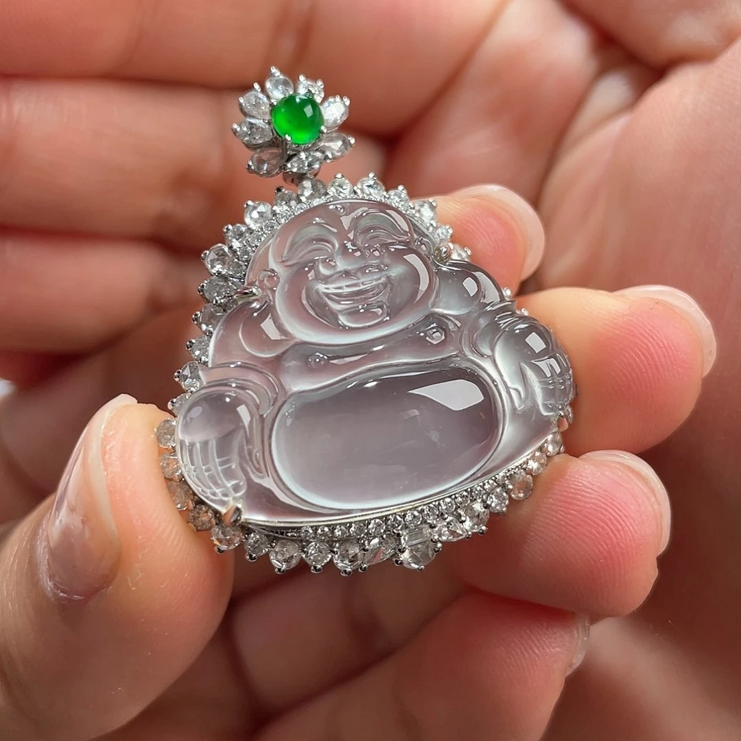 翡翠颈饰18K金镶嵌翡翠佛公