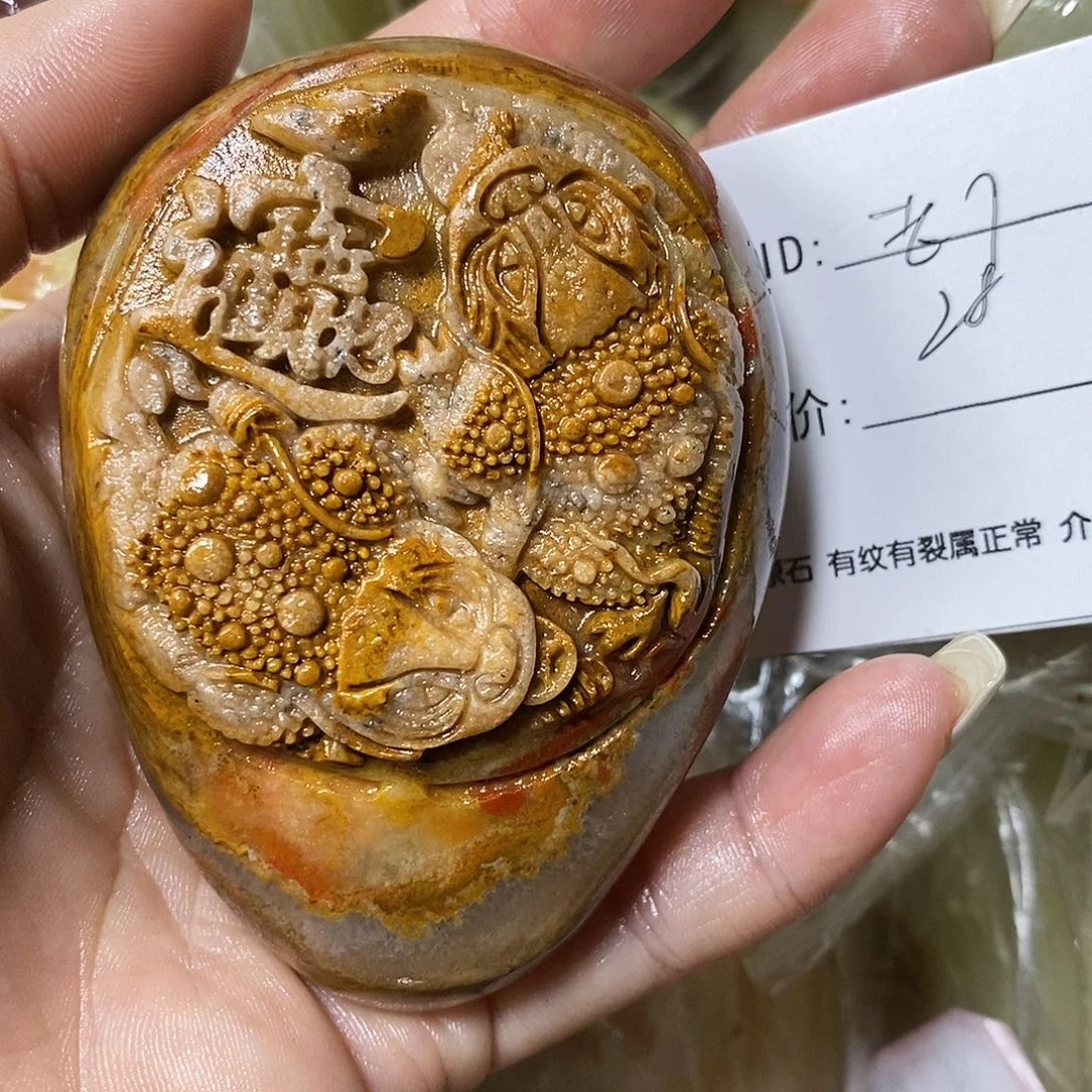石材老*古青石手把件