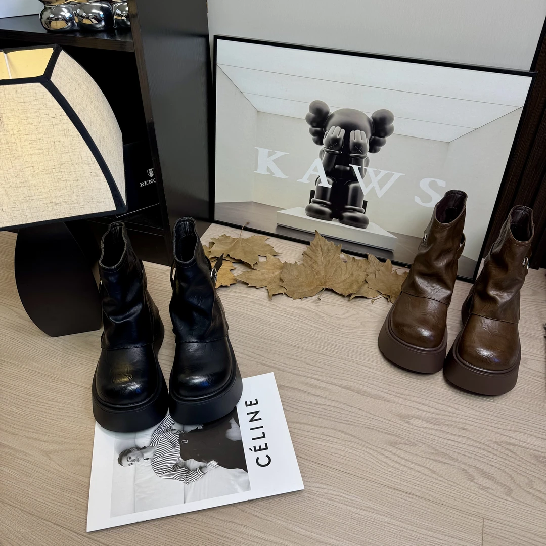 【C•柚】厚底马丁靴女2025新款厚底秋季美拉德英伦风西部堆堆短靴子