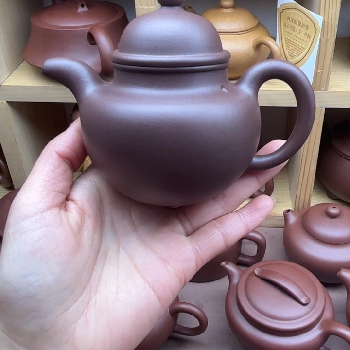 泥塑正*紫泥寿珍掇球微瑕