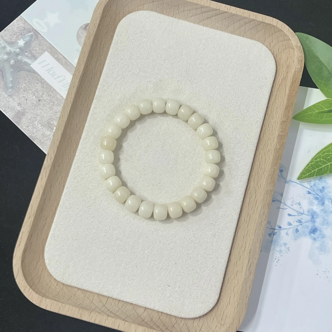 【玉雪流光9*8mm】菩提根白荔枝冻老型桶单圈 CS021-1878