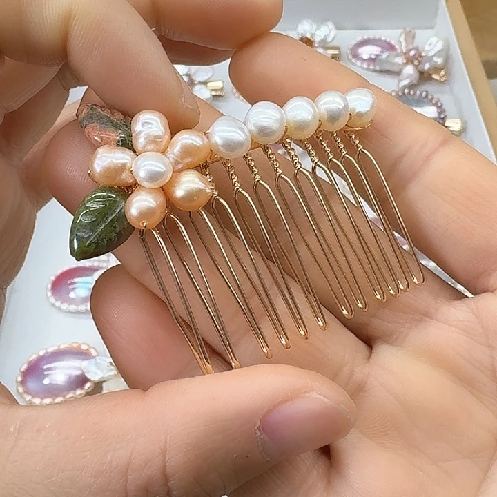 淡水珍珠发饰银S925镶嵌