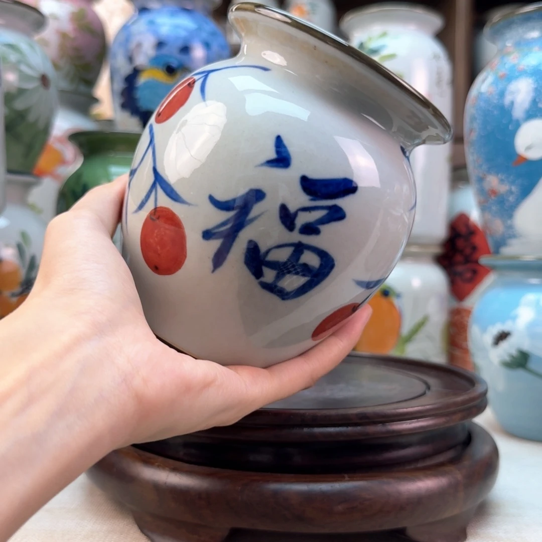 景德镇陶瓷手绘花瓶无孔