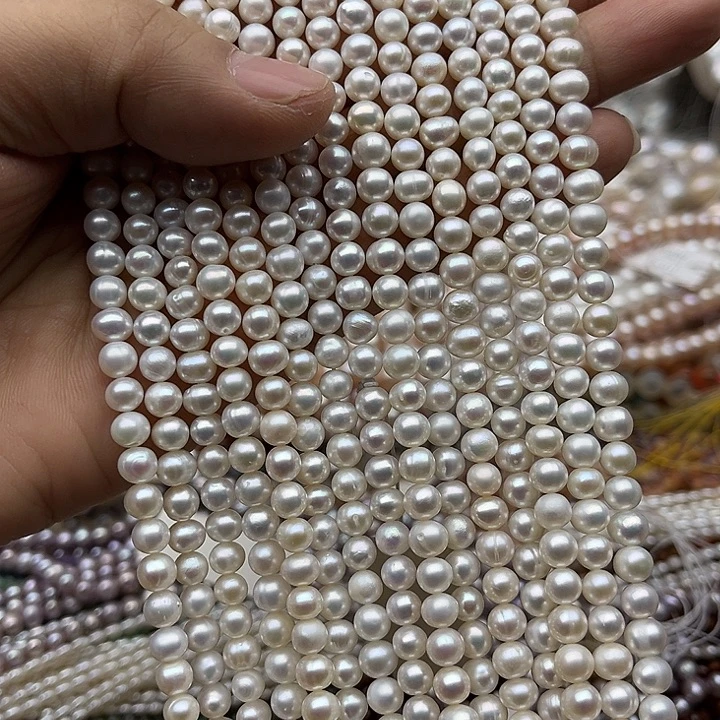 玛瑙/玉髓未镶嵌珠宝半成品一条5mm左右极光珍珠