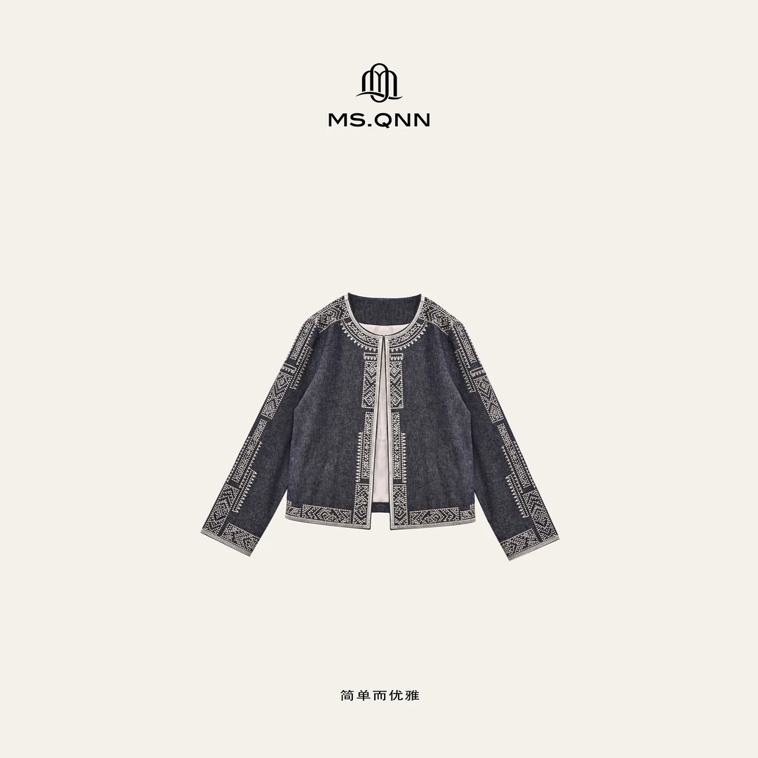 Ms.Qnn“高定系列”  亚麻棉重工刺绣 高奢老钱质感外套 39C011 Q姐