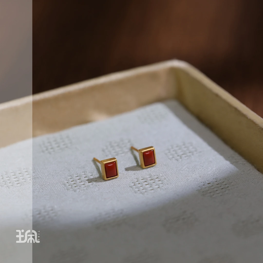 聆方|南红*耳钉*S925银镀金CYA25020604多样性发其一