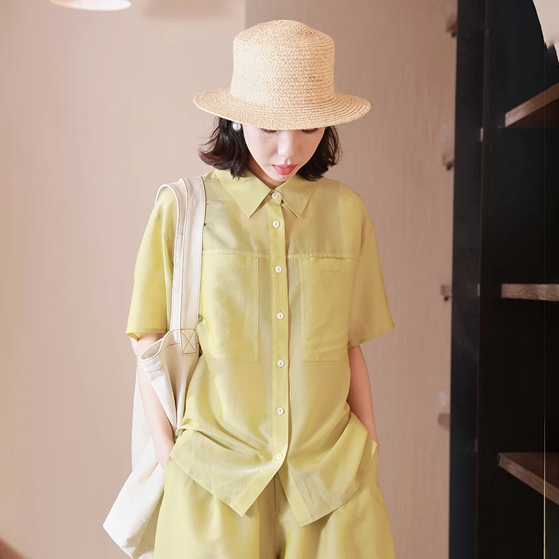 【D专场PO价】西町村屋宽松法式透感短袖村衣FB7103002