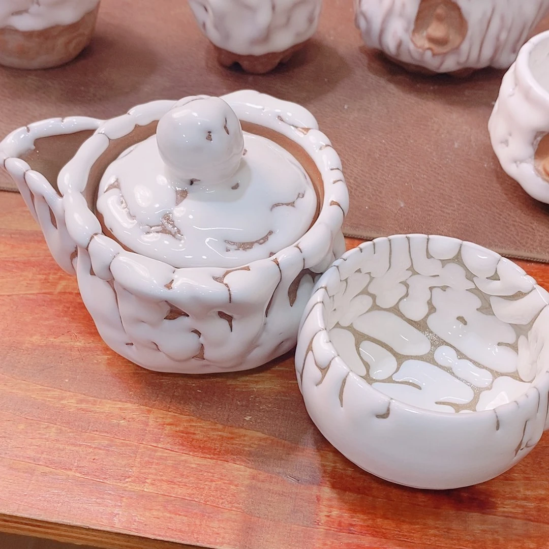 粗陶志野柴烧茶具