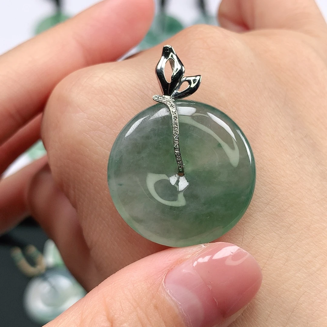 翡翠颈饰18K金镶嵌平安