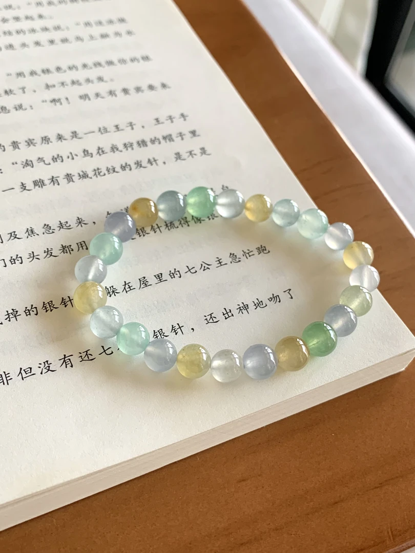 缅甸翡翠a货马卡龙淡色系翡翠珠串散珠百搭