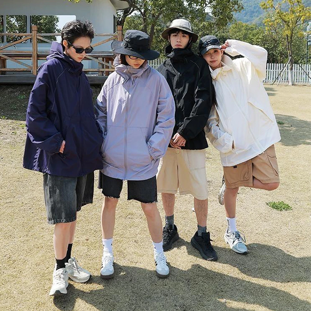 夏季男女通用户外运动登山宽松透气百搭大帽檐防紫外线防晒服外套