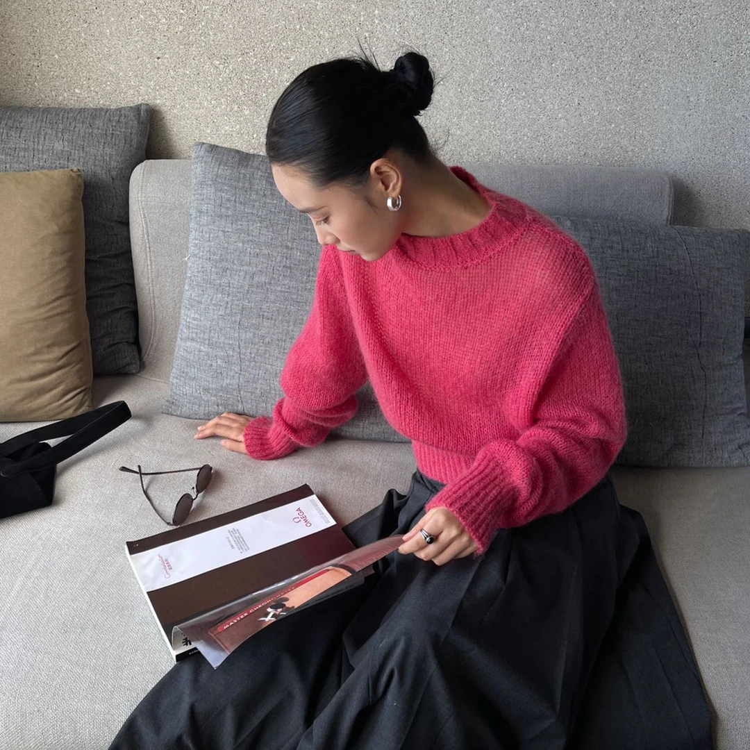 910STUDIO-小众简约秋冬毛衣针织羊毛衫宽松百搭短款高级感上衣