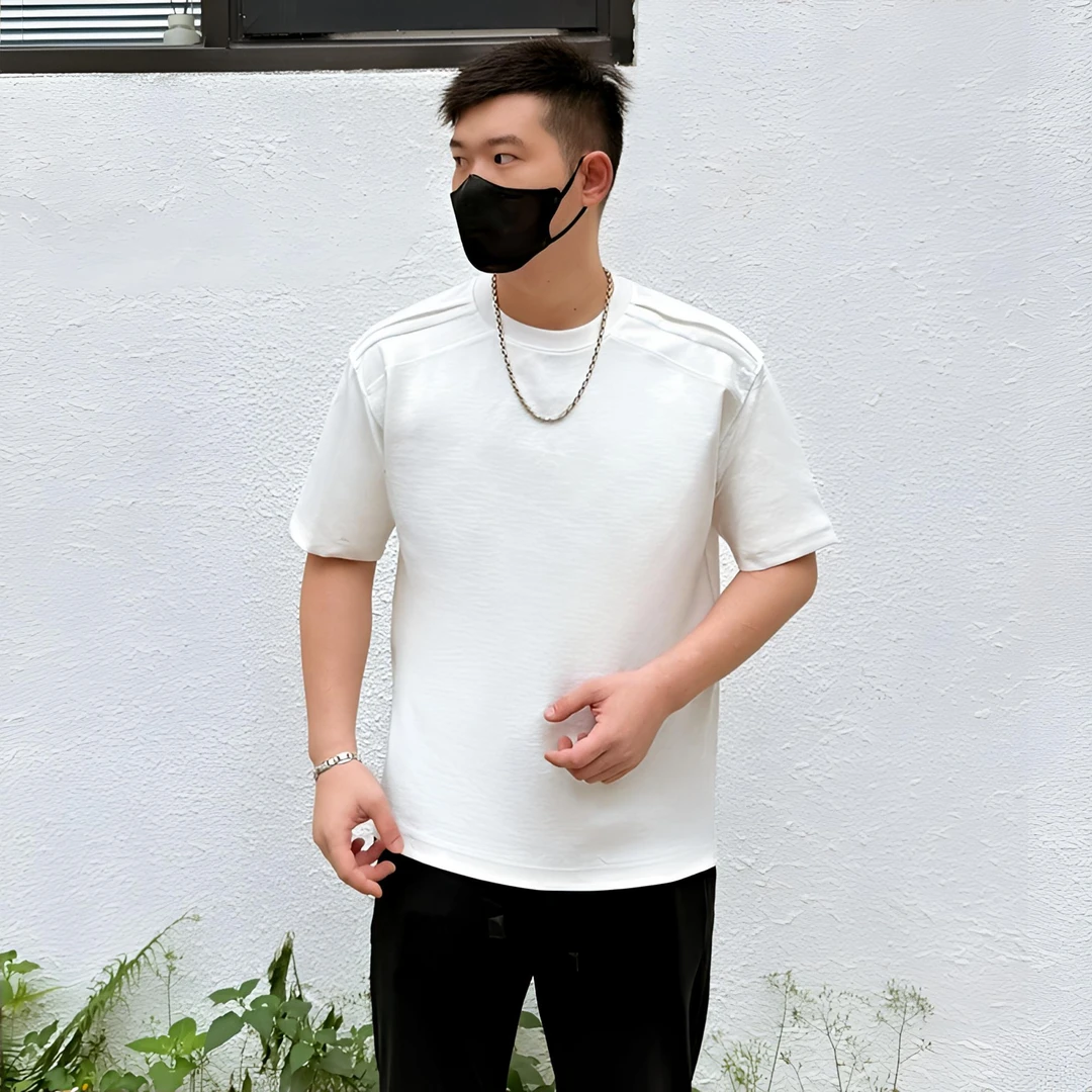 简约潮流夏季纯色圆领短袖T恤上衣衣服宽松短袖白色半袖t恤男士