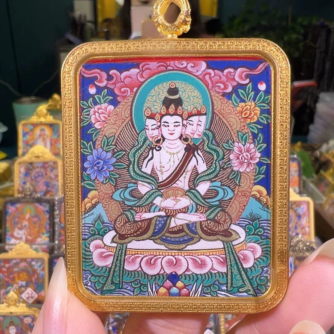 吊坠大日热贡纯手绘唐卡