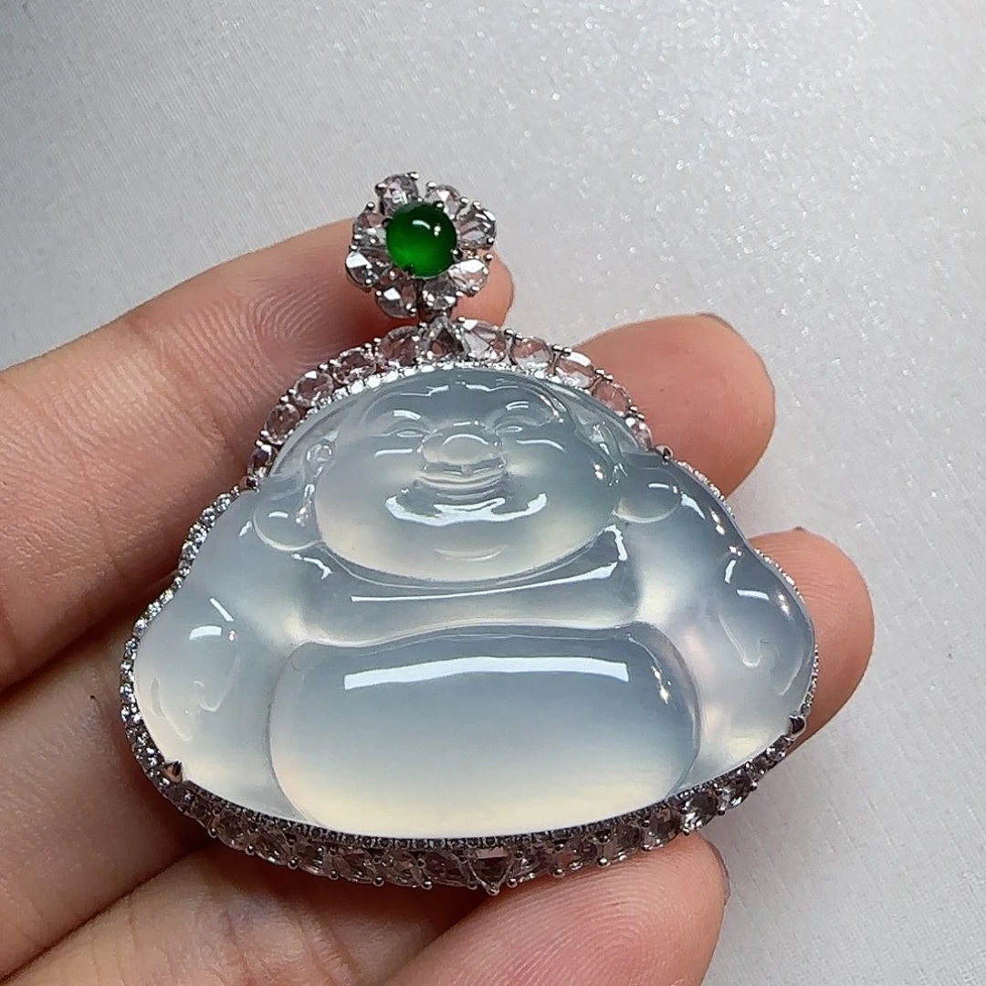 翡翠18K金镶嵌吊坠(不含链)佛公