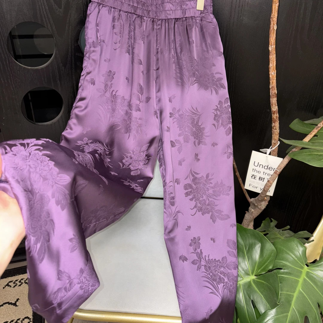 “紫苏”垂感裤 阔太太名媛气质显瘦直筒裤