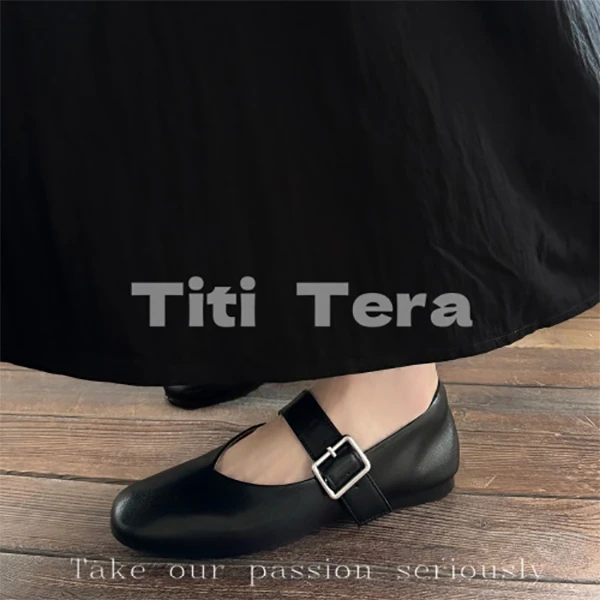 Titi Tera / 复古简约玛丽珍单鞋女 一字带舒适软底休闲芭蕾/1CM