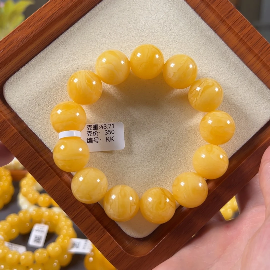 裸石蜜蜡未镶嵌18.2mm焦皮同料鸡油红满蜡圆珠kk