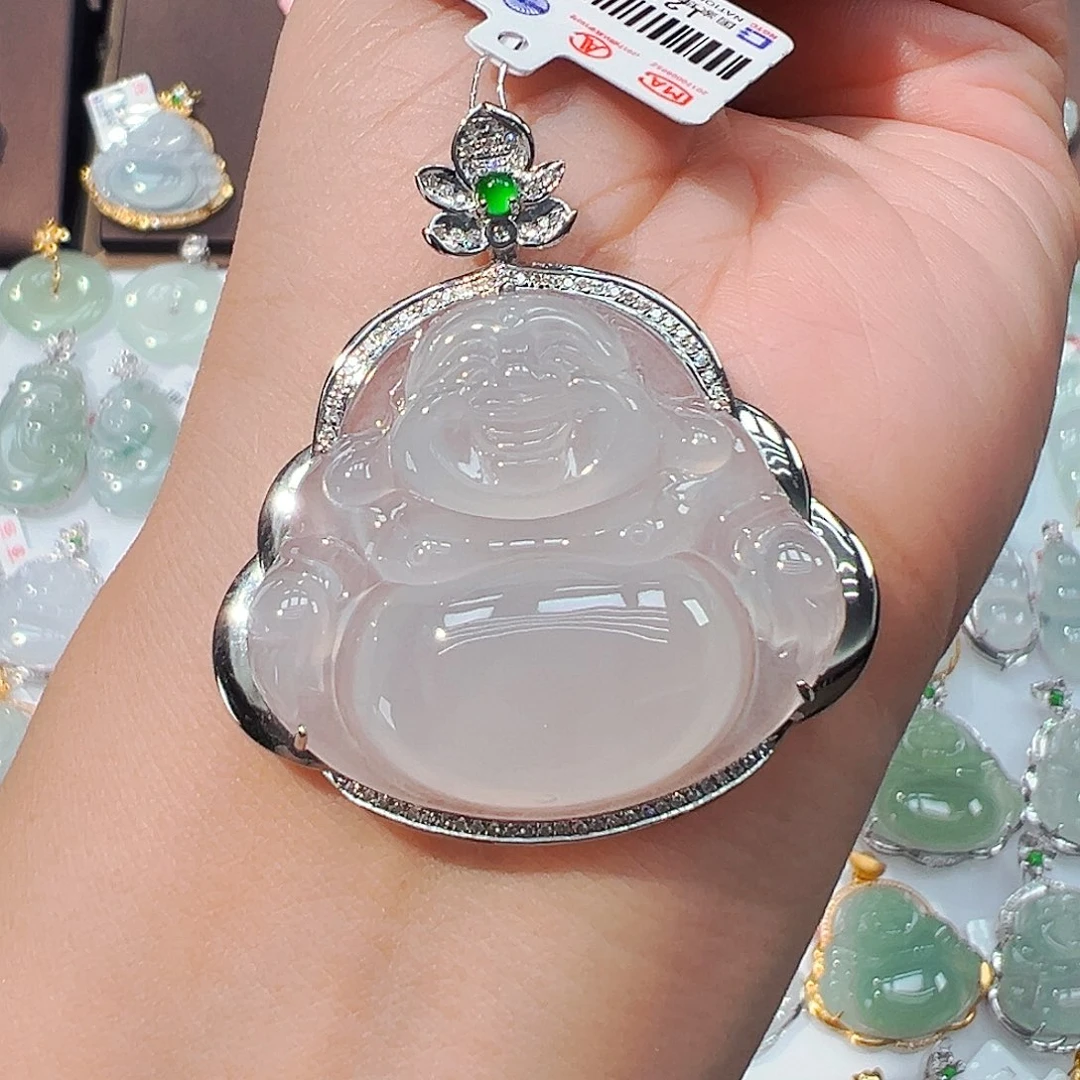 翡翠18K金镶嵌吊坠(不含链)佛公