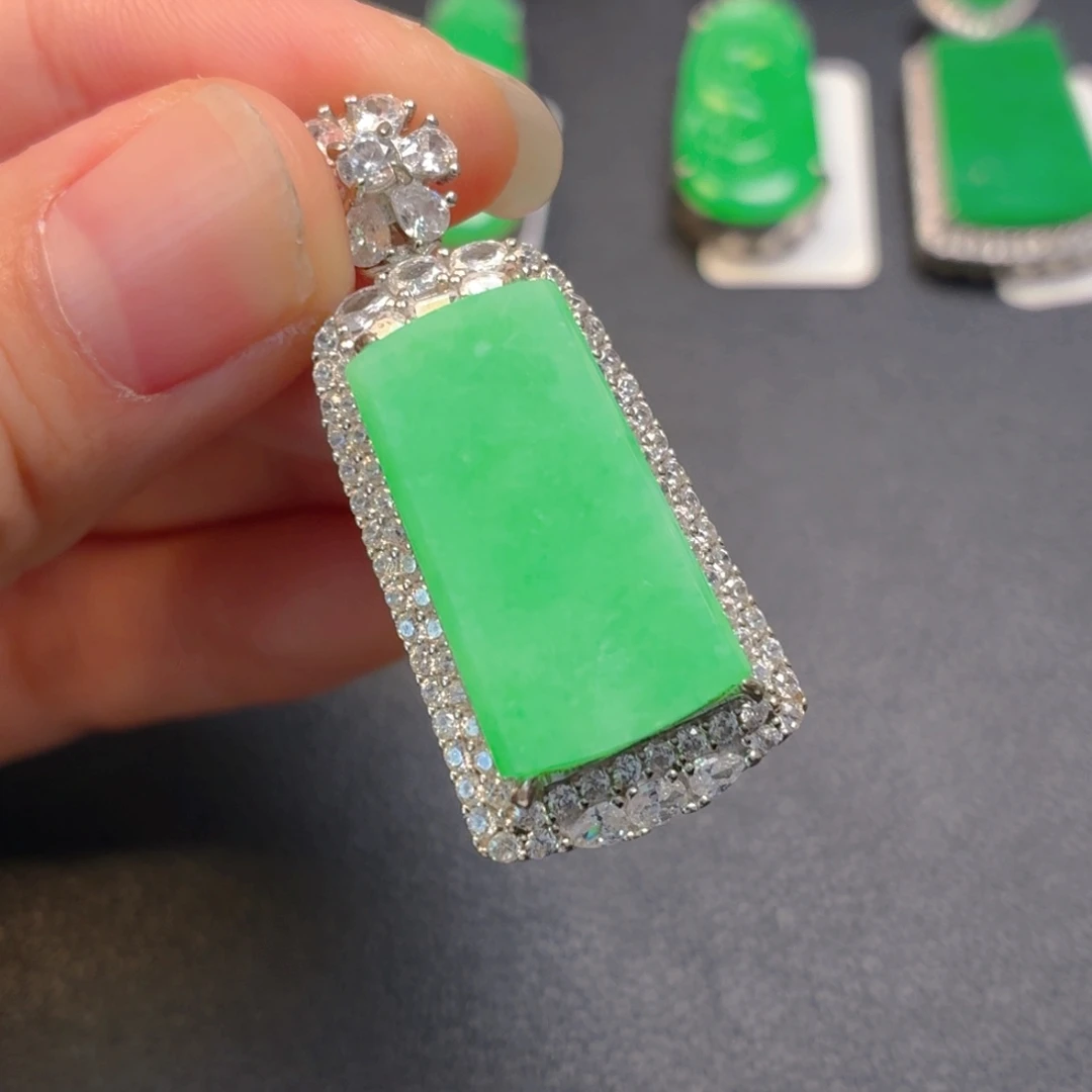 翡翠银S925镶嵌吊坠(不含链)