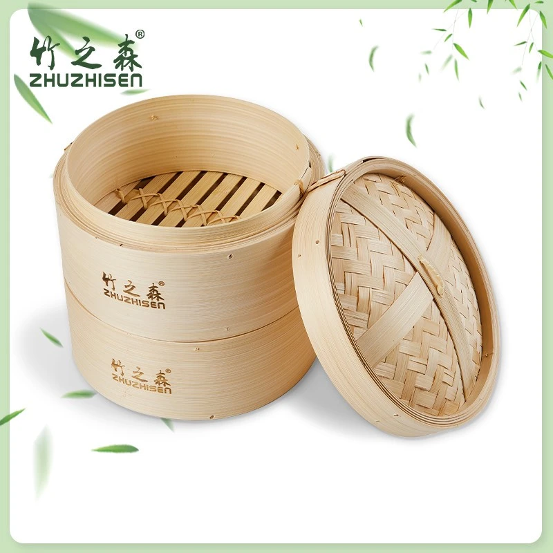竹之森纯手工家用竹蒸笼无胶水甲醛竹蒸屉商用馒头包子铺套装蒸架
