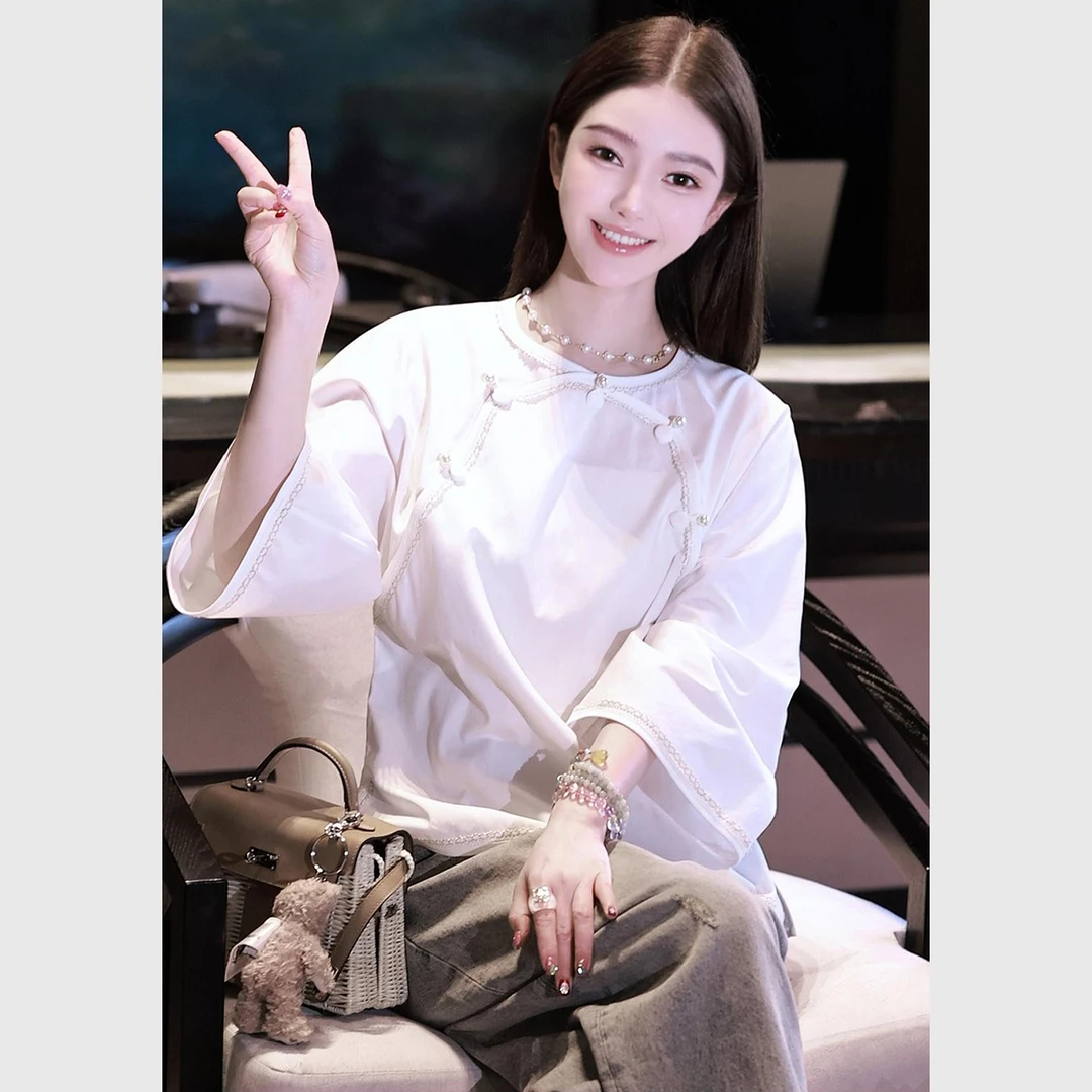 新中式国风女装知性风上衣2025早秋新款老钱风松弛感改良唐装衬衫