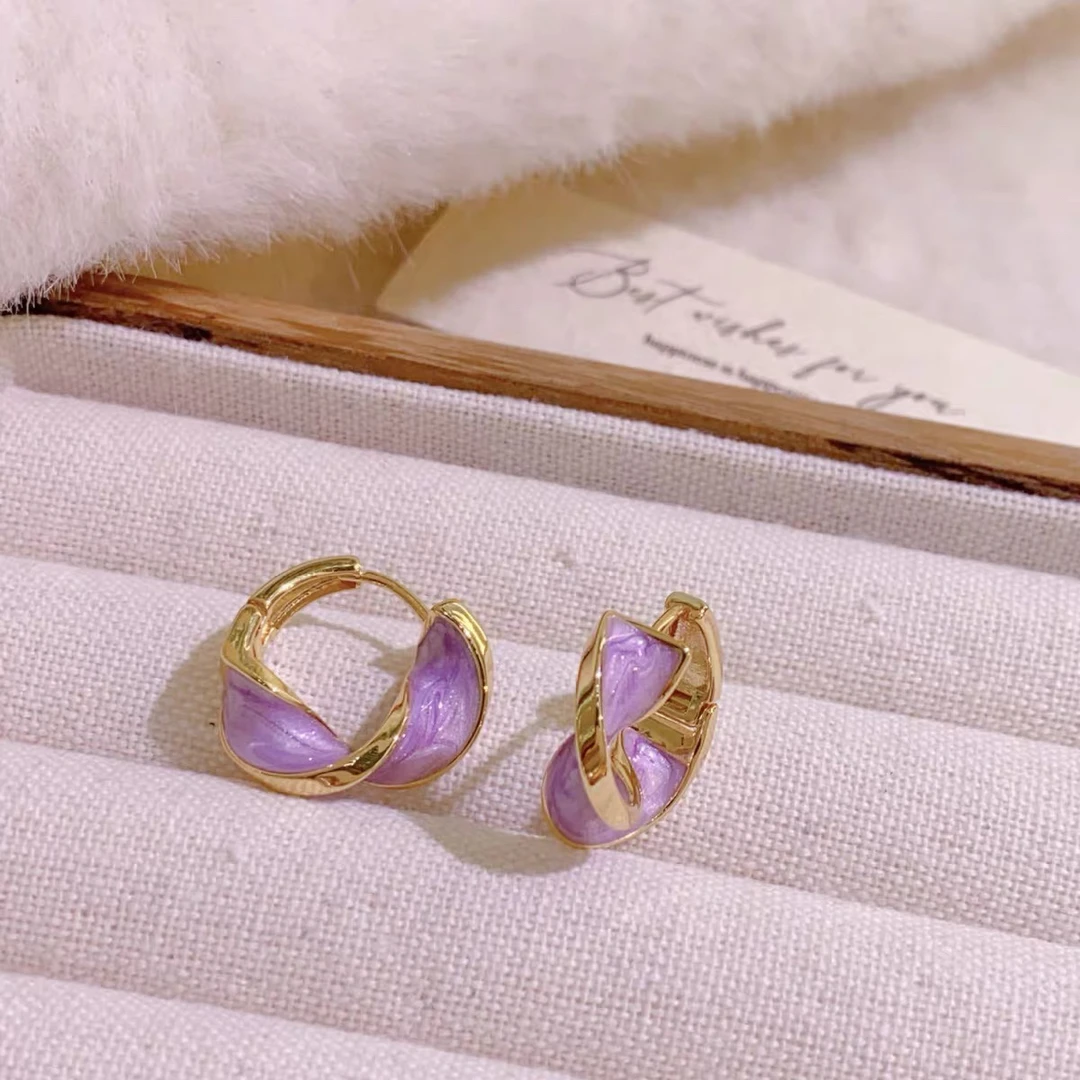 铜合金树脂耳饰 3018紫色楼兰重工款耳钉