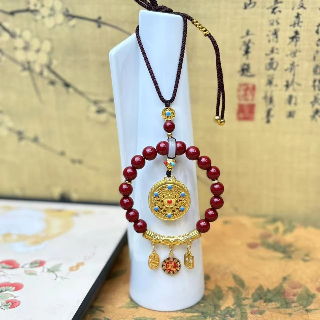 含辰砂工艺品含辰砂工艺品DG-1275-朱砂招财进宝罗盘牌挂件