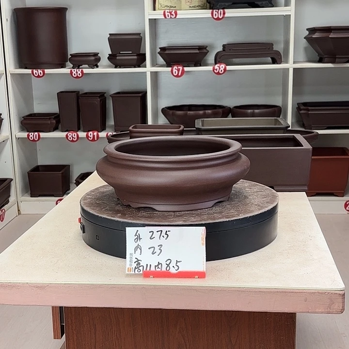 紫砂花盆束口圆盆