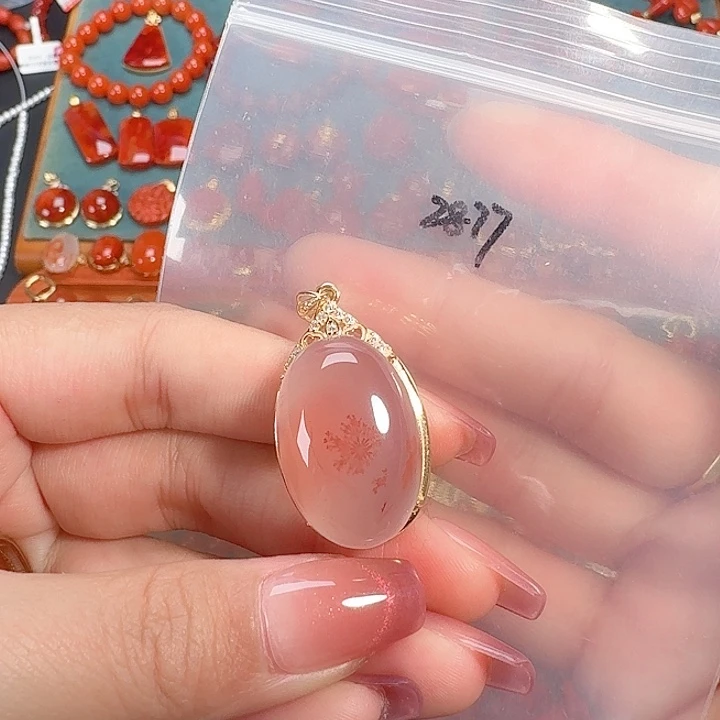 静***妮南红玛瑙银S925镶嵌吊坠