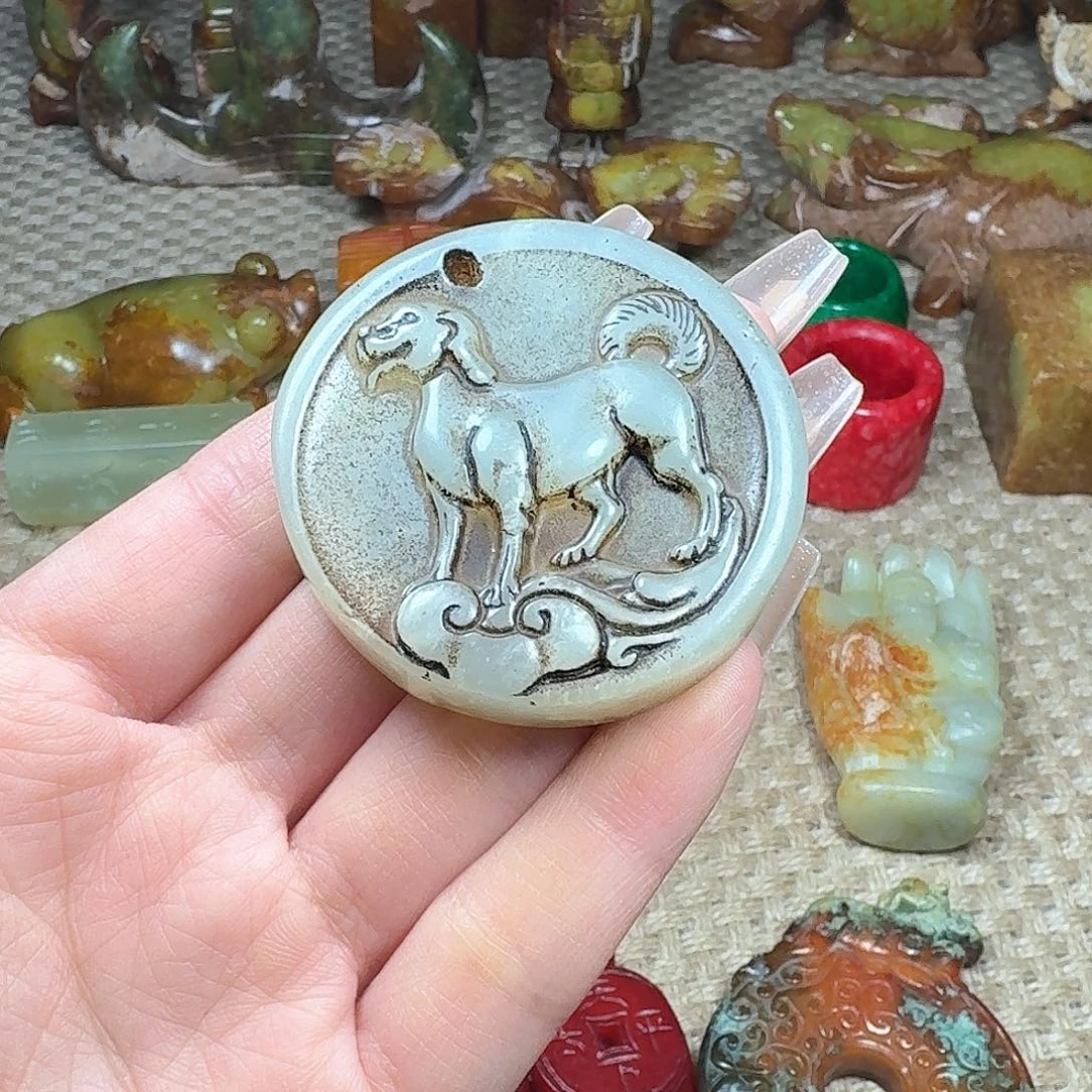 白玉菩提吊坠小****猫挂件