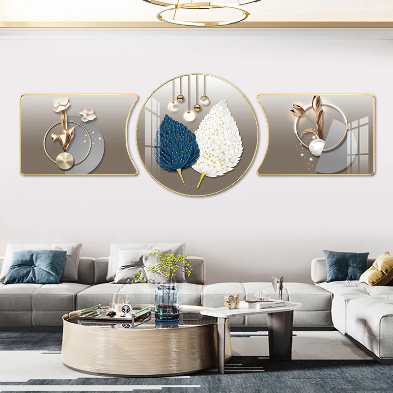 【T18】【轻奢羽毛】客厅沙发背景墙装饰画时尚床头挂画珠联璧合新款