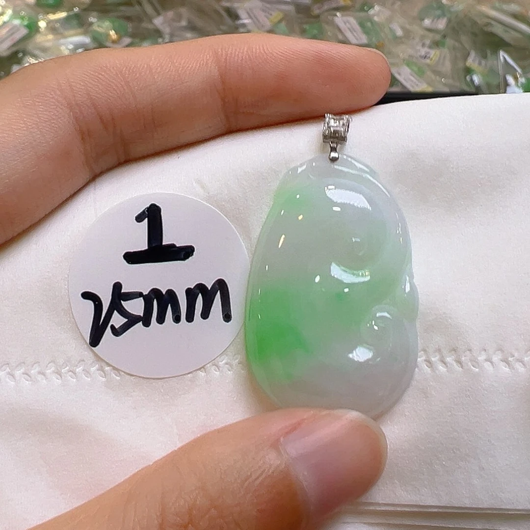 翡翠18K金镶嵌吊坠(不含链)翡翠