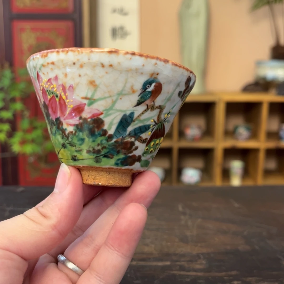 杯柴烧手工手绘陶瓷