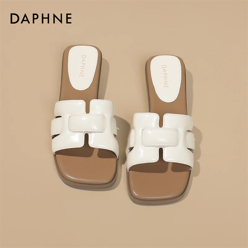 达芙妮凉拖鞋女款2025新款夏季一字拖鞋外穿不累脚平底防滑沙滩鞋
