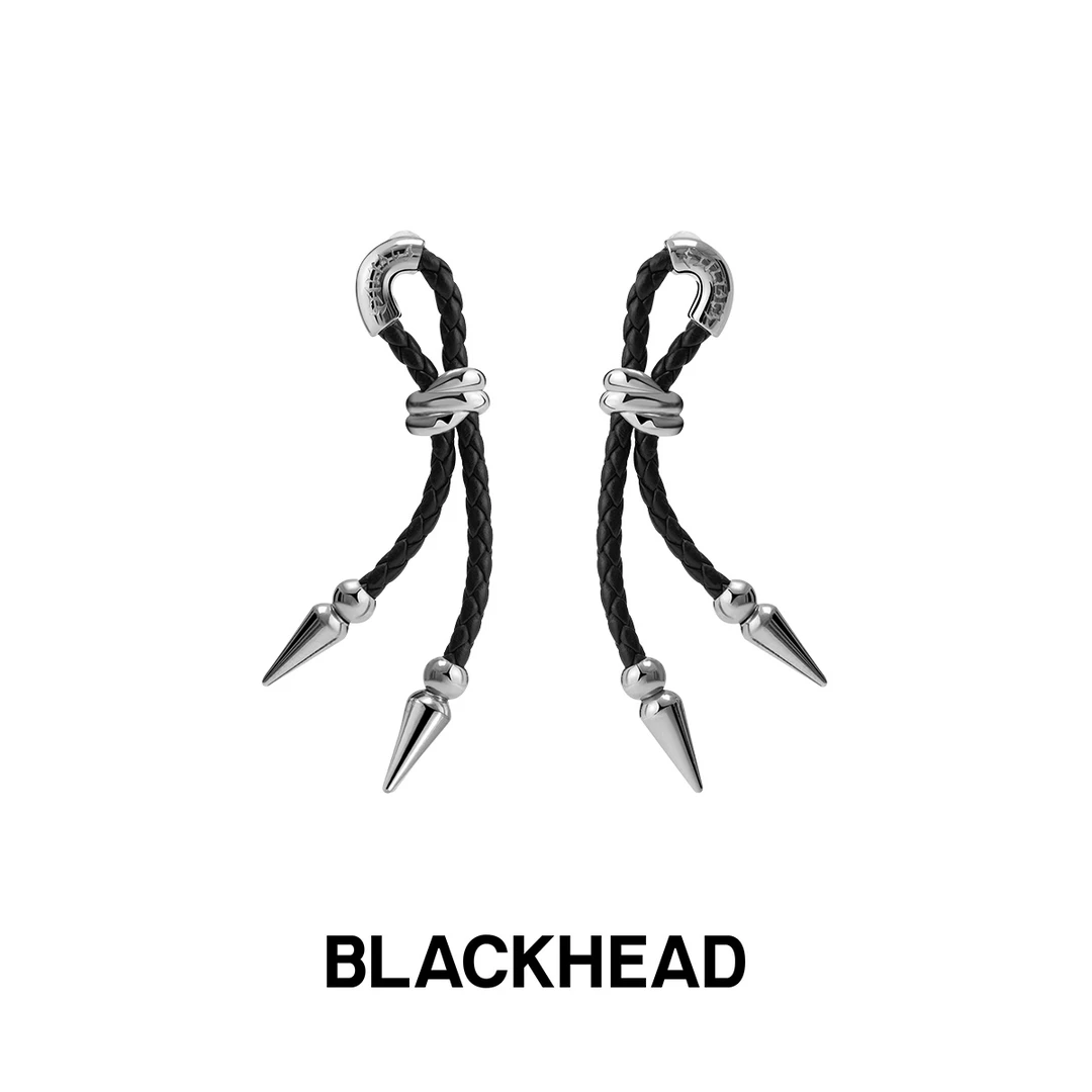 BLACK HEAD/黑头 钛钢皮质耳饰 斯迪亚季绳结耳环