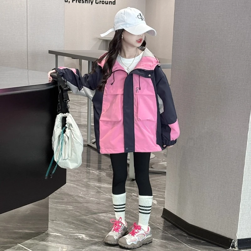 女童冲锋衣春秋2025新款洋气女大童超好看6-12岁秋装儿童防风外套