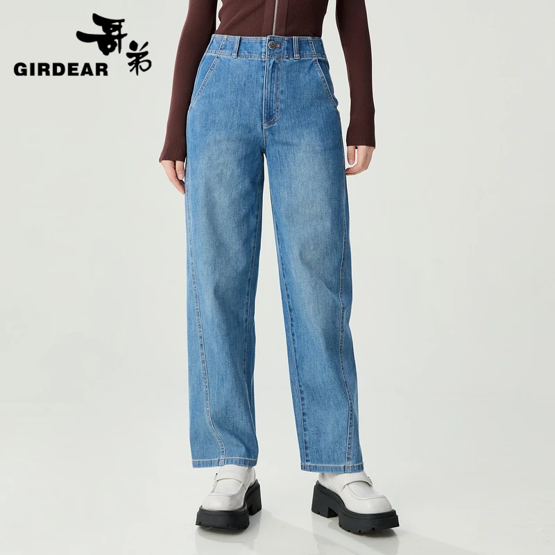 GIRDEAR/哥弟宽松舒适复古水洗牛仔香蕉裤1100503