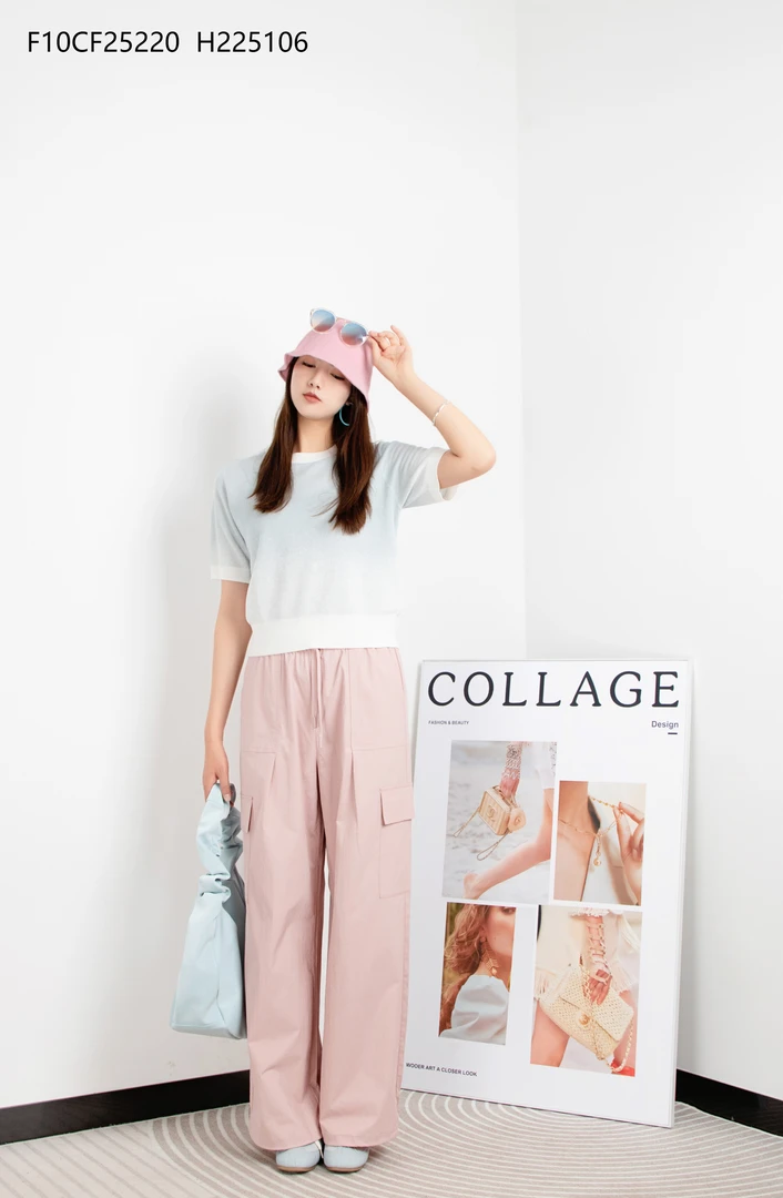 雅迪菲尔夏季新款渐变色圆领短袖套头衫显瘦百搭撞色