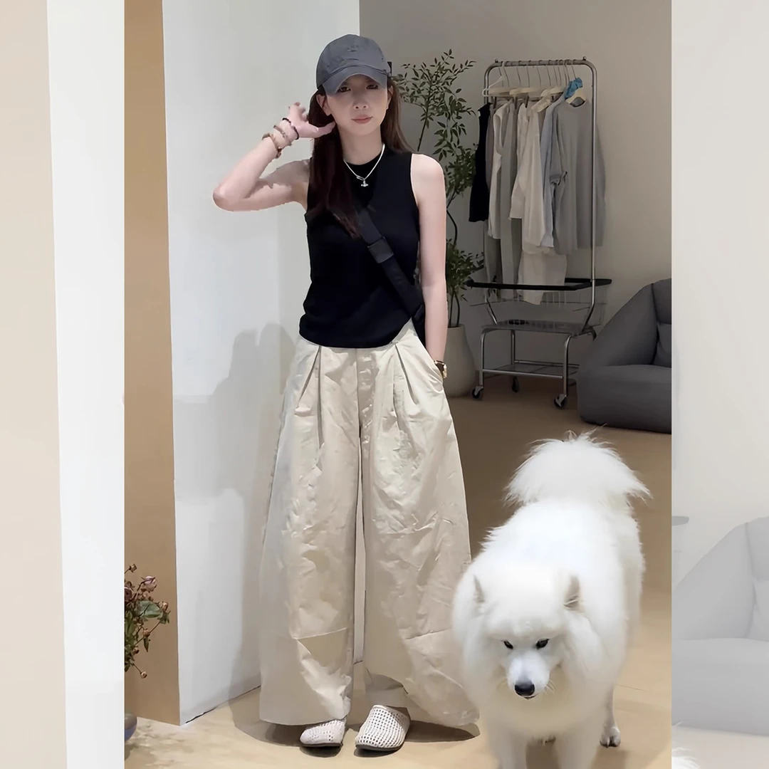 巨好看的夏装一整套独特绝美韩系气质无袖背心休闲阔腿裤两件套女