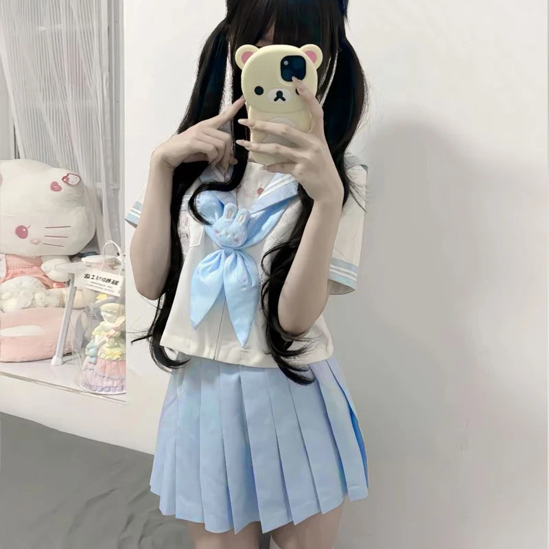 甜嗑欧咪兔原创jk制服女萌款幼稚园软妹可爱水手服日系短袖套装