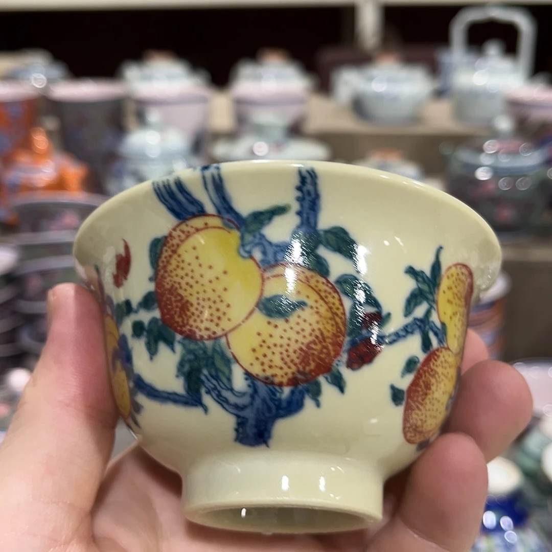 摆件//////景德镇陶瓷杯子。黄。
