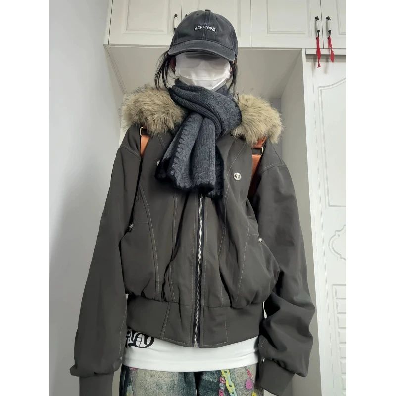 座山雕棉服外套女冬季新款棉衣加绒加厚派克服小个子短款棉袄