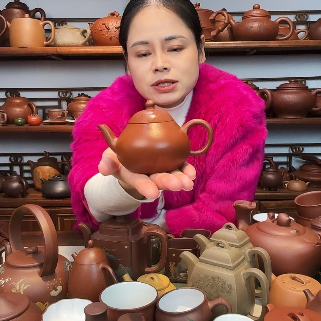 紫砂茶杯朱泥梨形