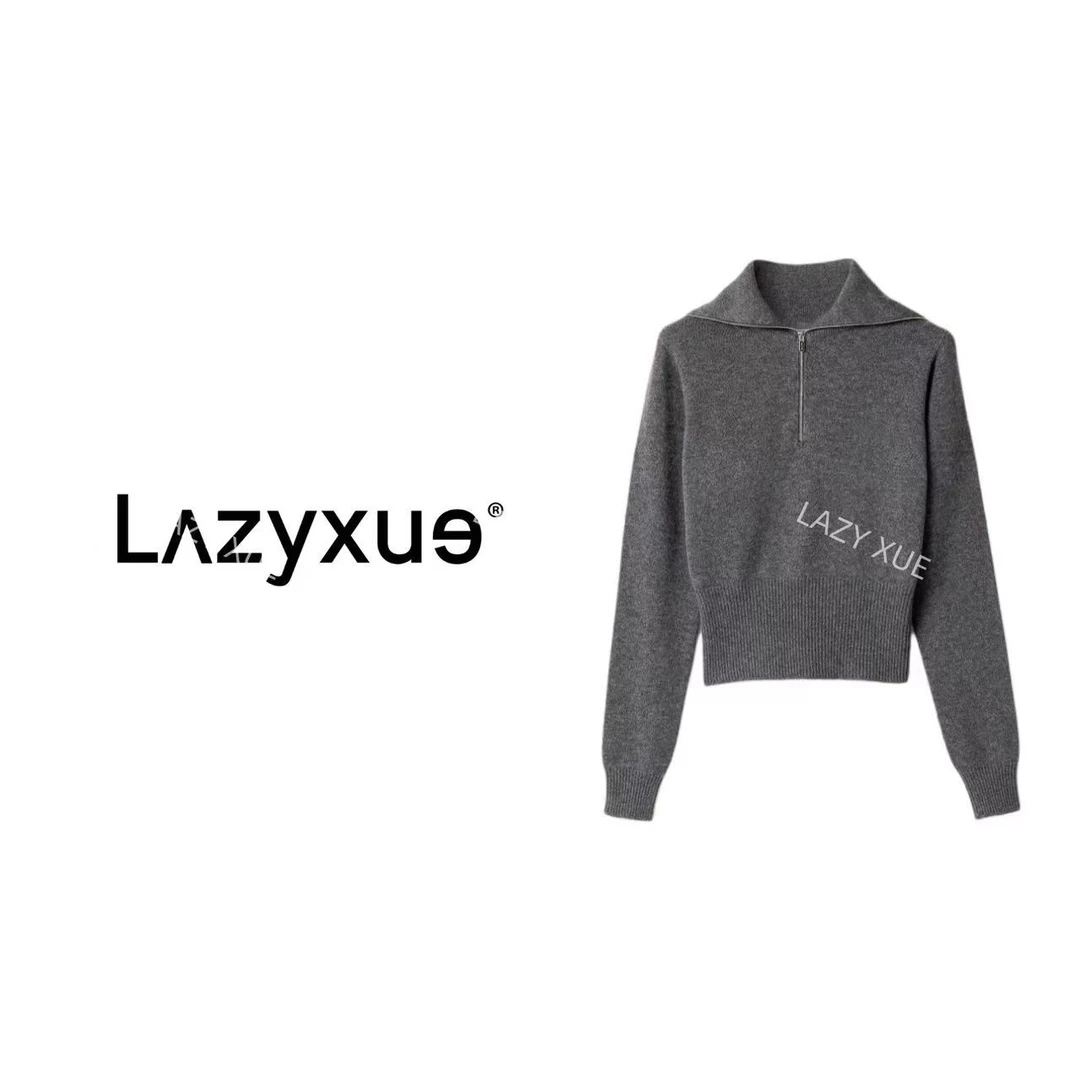 LAZYXUE薛懒懒/"m1u"新款100羊毛半拉链翻领长袖套头针织衫 20174