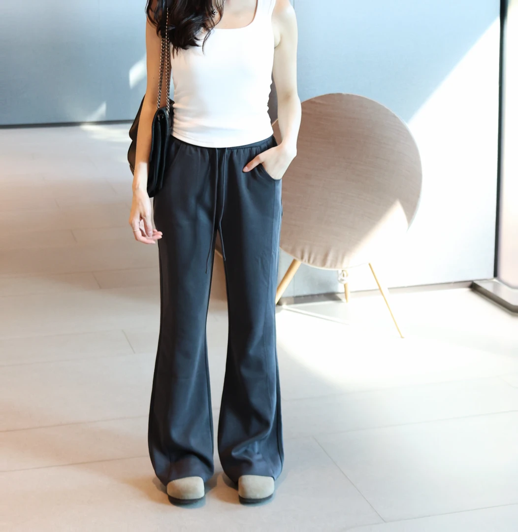 女士时尚百搭抽绳显瘦喇叭休闲裤ss26077