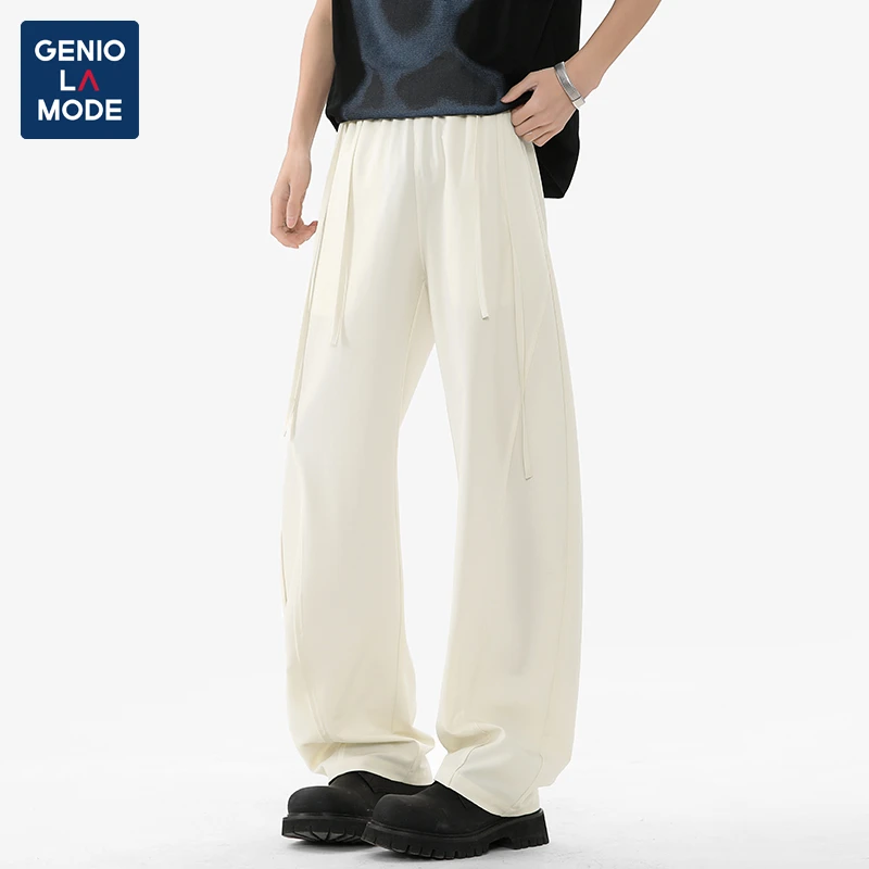 GENIO LAMODE夏季男款冰丝休闲裤薄款宽松男士垂感直筒潮牌速干裤